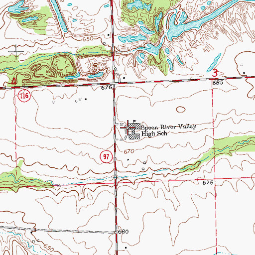Topographic Map of Spoon River Valley Senior High School, IL