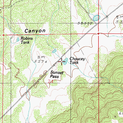 Topographic Map of Chaucey Tank, AZ