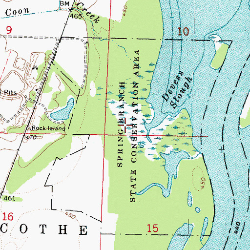 Topographic Map of Spring Branch State Conservation Area, IL
