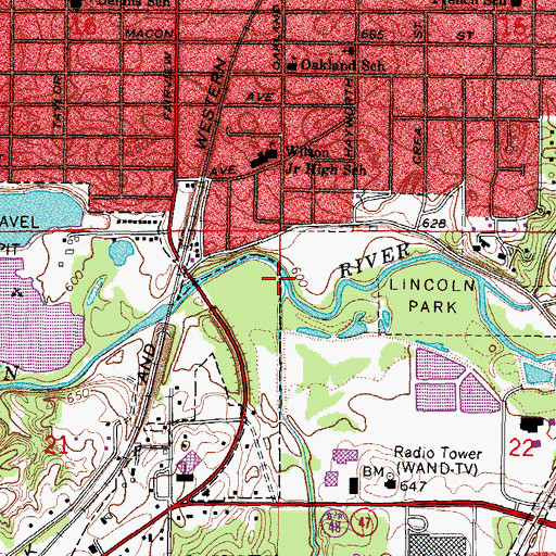 Topographic Map of Ward Branch, IL