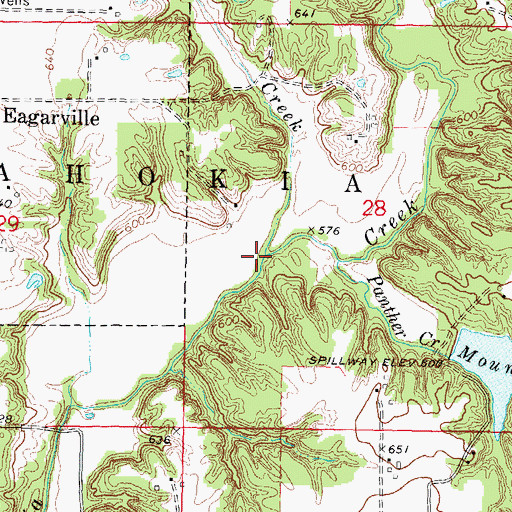 Topographic Map of Spring Creek, IL