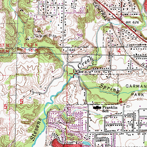 Topographic Map of Spring Creek, IL