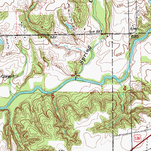 Topographic Map of Spring Creek, IL