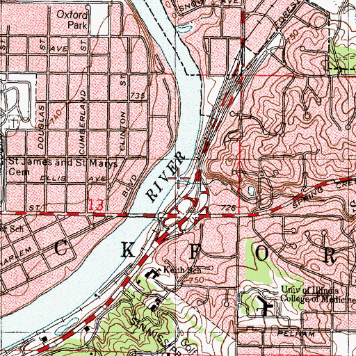 Topographic Map of Spring Creek, IL