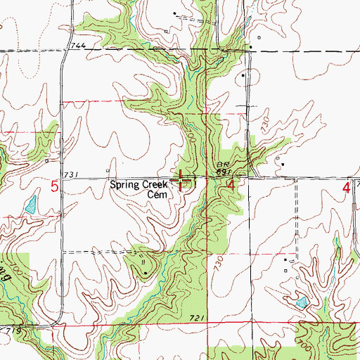 Topographic Map of Spring Creek Cemetery, IL