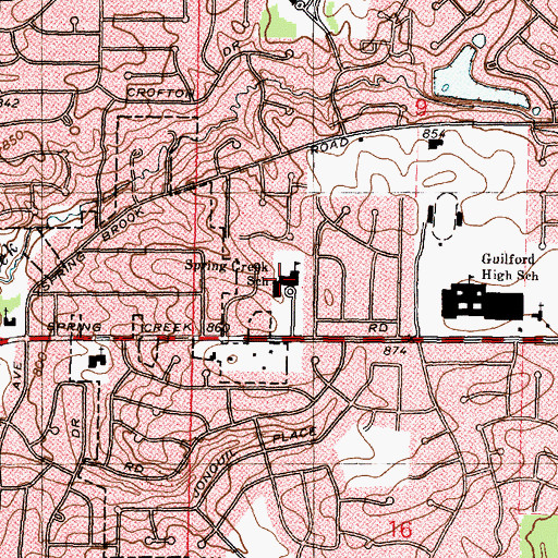 Topographic Map of Spring Creek Elementary School, IL