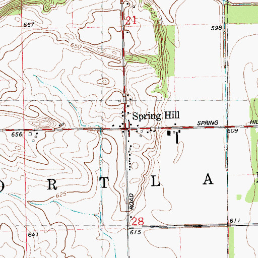 Topographic Map of Spring Hill, IL
