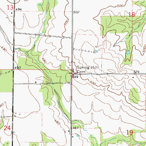 Topographic Map of Spring Hill Cemetery, IL