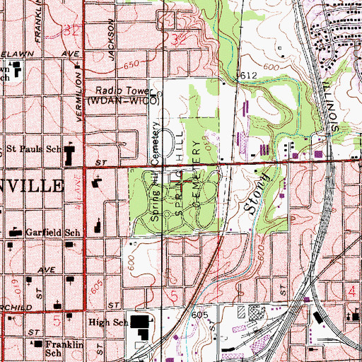 Topographic Map of Springhill Cemetery, IL