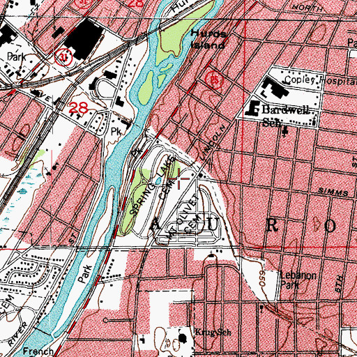 Topographic Map of Spring Lake Memorial Gardens, IL