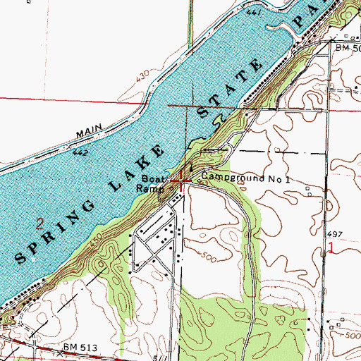 Topographic Map of Spring Lake State Park, IL