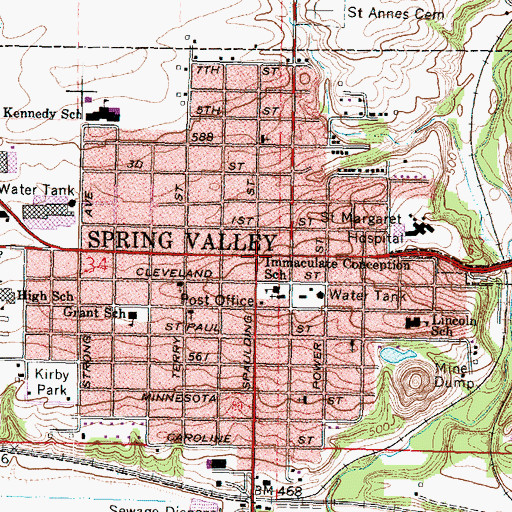 Topographic Map of Spring Valley, IL
