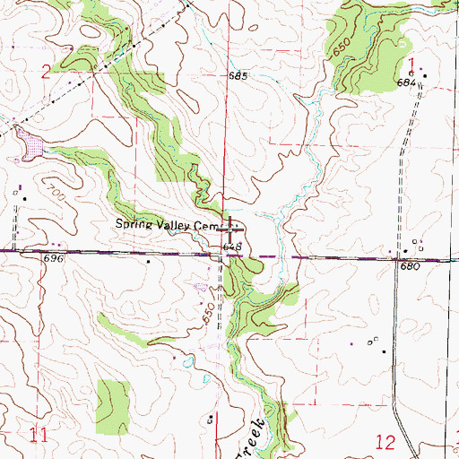 Topographic Map of Spring Valley Cemetery, IL