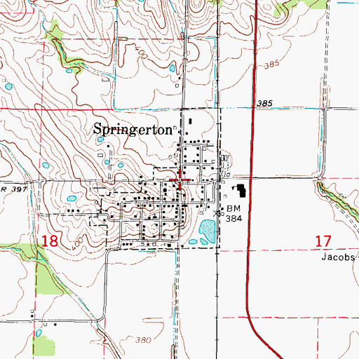Topographic Map of Springerton, IL