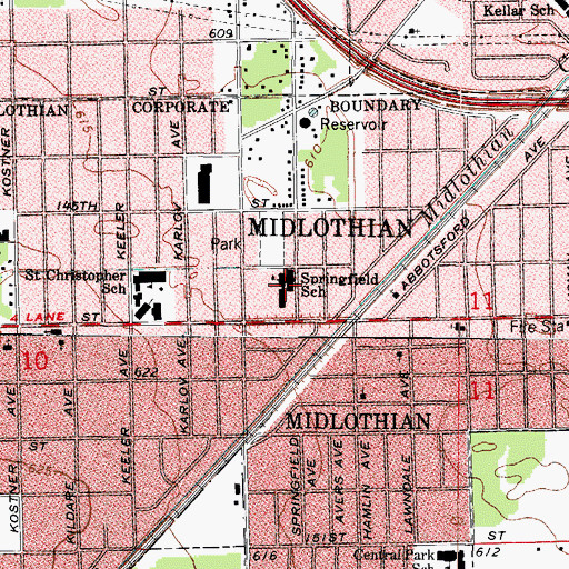 Topographic Map of Springfield Elementary School, IL