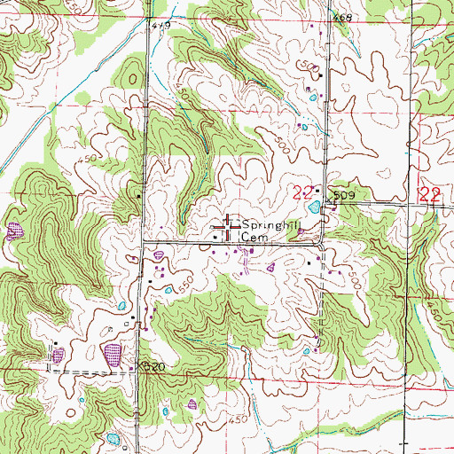 Topographic Map of Spring Hill Cemetery, IL