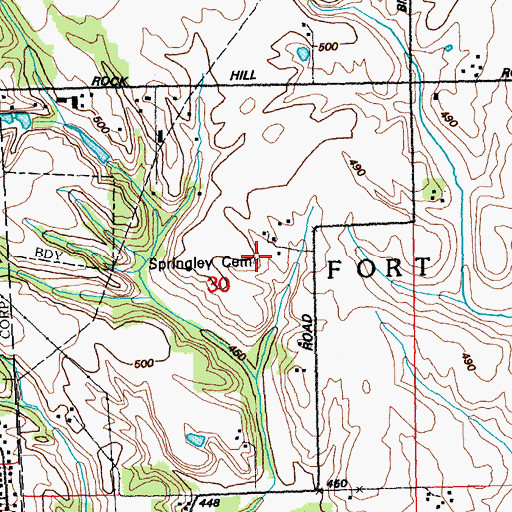 Topographic Map of Springley Family Cemetery, IL