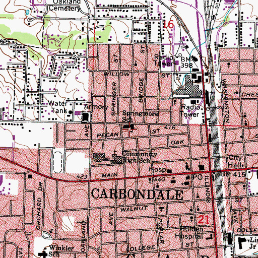 Topographic Map of Springmore School, IL