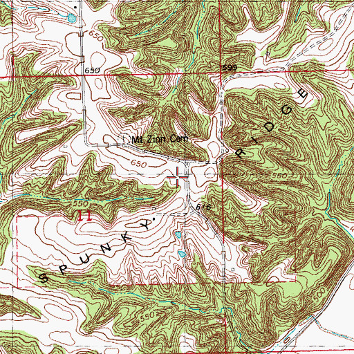 Topographic Map of Spunky Ridge, IL