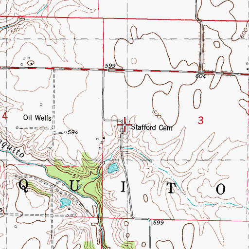 Topographic Map of Stafford Cemetery, IL