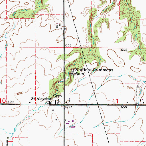 Topographic Map of Stafford-Crimmons Cemetery, IL