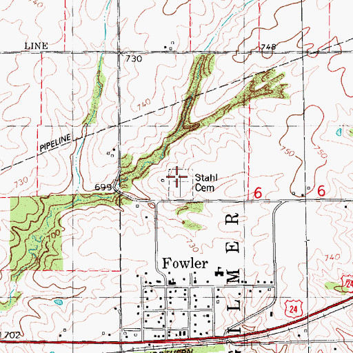 Topographic Map of Stahl Cemetery, IL