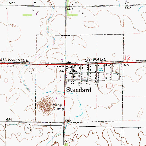 Topographic Map of Standard, IL