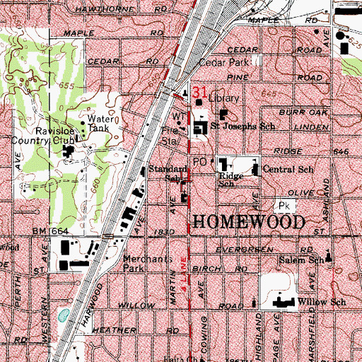 Topographic Map of Standard School, IL