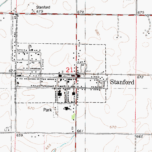Topographic Map of Stanford, IL