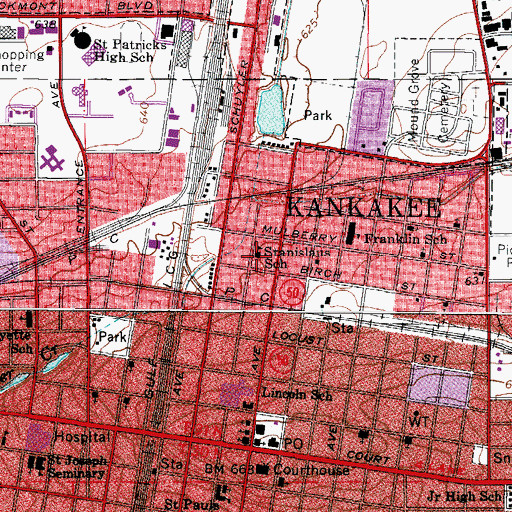 Topographic Map of Saint Stanislaus School, IL
