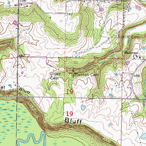 Topographic Map of Stanton Cemetery, IL