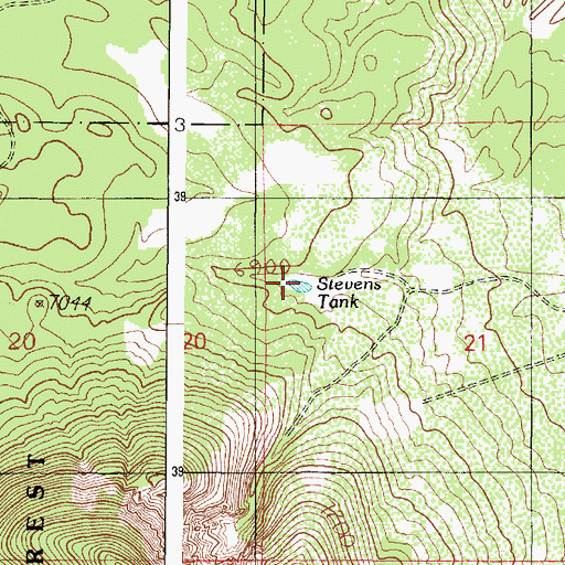 Topographic Map of Stevens Tank, AZ