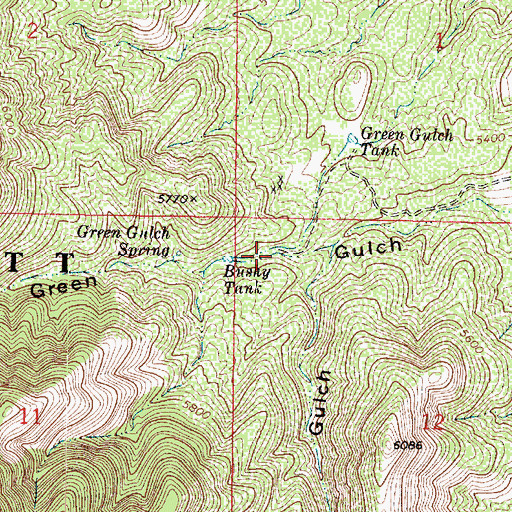 Topographic Map of Brushy Tank, AZ