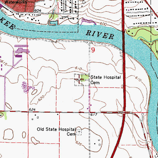 Topographic Map of State Hospital Cemetery, IL