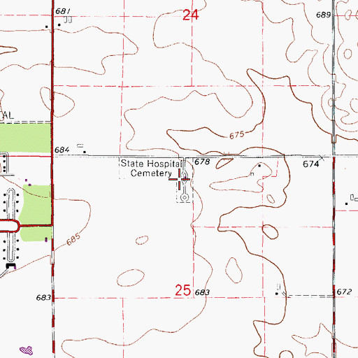 Topographic Map of State Hospital Cemetery, IL