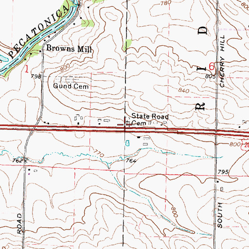 Topographic Map of State Road Cemetery, IL