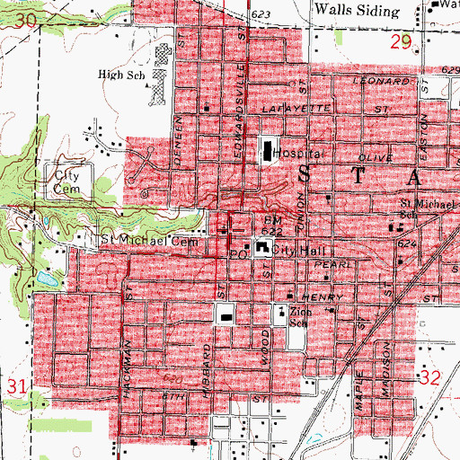 Topographic Map of Staunton, IL