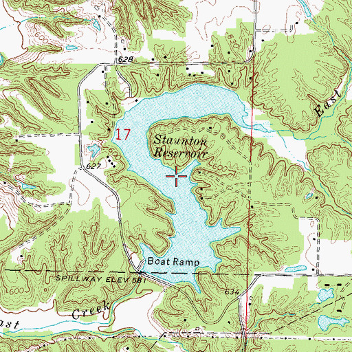 Topographic Map of Staunton Reservoir, IL