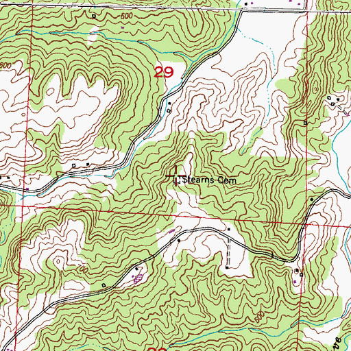 Topographic Map of Stearns Cemetery, IL