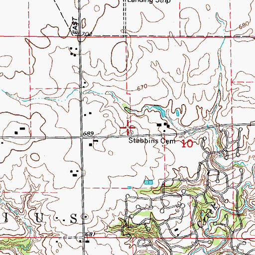 Topographic Map of Stebbins Cemetery, IL