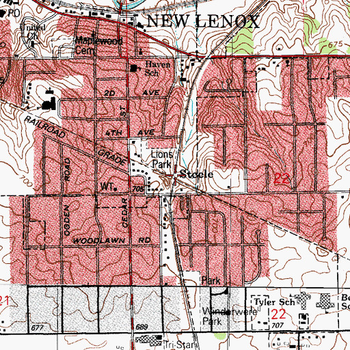 Topographic Map of Steele, IL