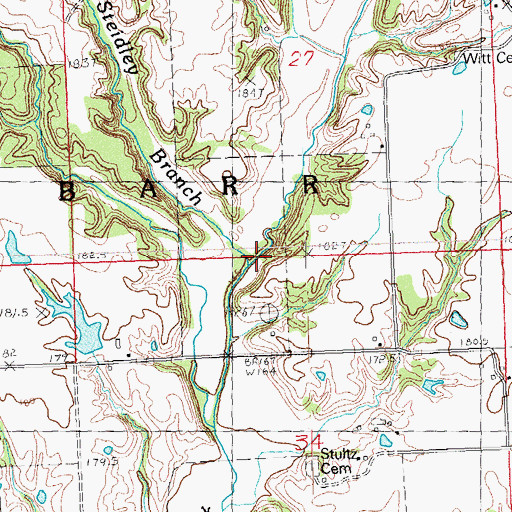 Topographic Map of Steidley Branch, IL