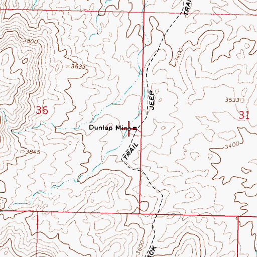 Topographic Map of Dunlap Mine, AZ