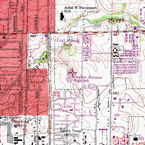 Topographic Map of Stephen Decatur High School, IL