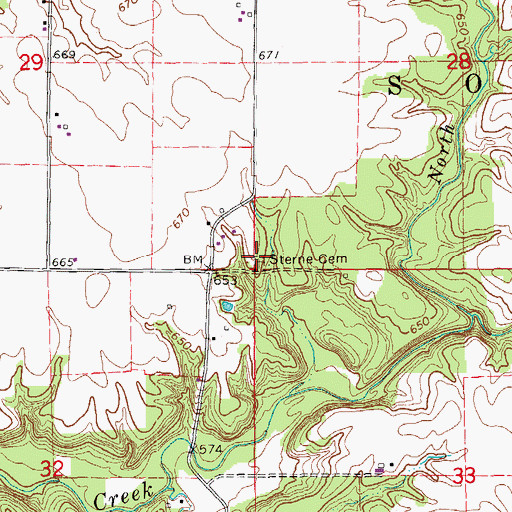 Topographic Map of Sterns Cemetery, IL
