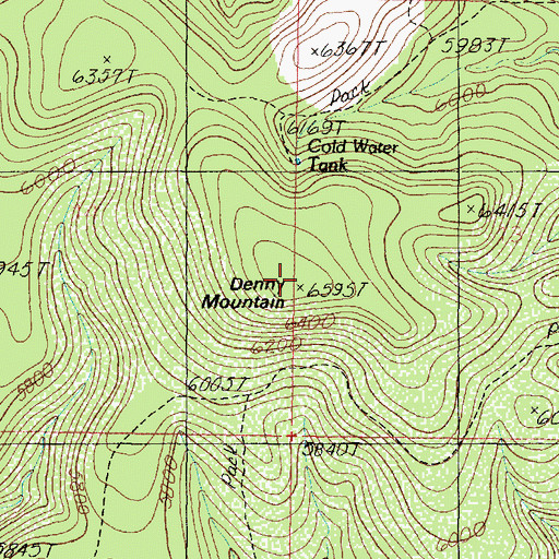 Topographic Map of Denny Mountain, AZ