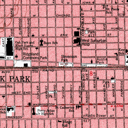 Topographic Map of Stevenson Playground, IL