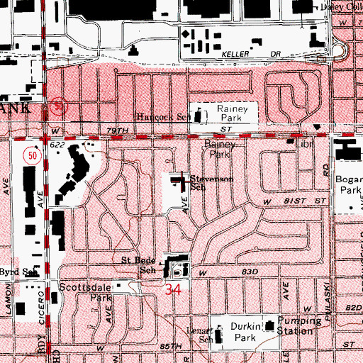 Topographic Map of Stevenson Elementary School, IL