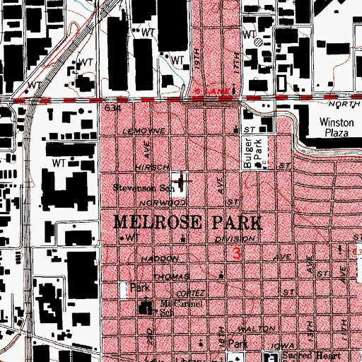 Topographic Map of Stevenson Elementary School, IL