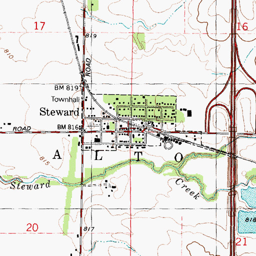 Topographic Map of Steward, IL
